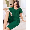 image:imageEkouaer Capri Pajamas for Women Set Short Sleeve Lounge Set Soft Sleepwear Pullover Top and PantsGreen