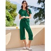 image:imageEkouaer Capri Pajamas for Women Set Short Sleeve Lounge Set Soft Sleepwear Pullover Top and PantsGreen