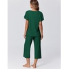 image:imageEkouaer Capri Pajamas for Women Set Short Sleeve Lounge Set Soft Sleepwear Pullover Top and PantsGreen