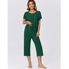 image:imageEkouaer Capri Pajamas for Women Set Short Sleeve Lounge Set Soft Sleepwear Pullover Top and PantsGreen