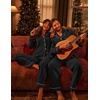 image:imageEkouaer Couple Matching Pajamas 100 Cotton Long Sleeve Sleepwear Button Down Loungewear Pjs Set SXXLBlack