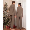 image:imageEkouaer Couple Matching Pajamas 100 Cotton Long Sleeve Sleepwear Button Down Loungewear Pjs Set SXXLBrown