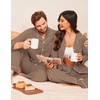 image:imageEkouaer Couple Matching Pajamas 100 Cotton Long Sleeve Sleepwear Button Down Loungewear Pjs Set SXXLBrownb