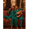 image:imageEkouaer Couple Matching Pajamas 100 Cotton Long Sleeve Sleepwear Button Down Loungewear Pjs Set SXXLGreen