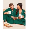 image:imageEkouaer Couple Matching Pajamas 100 Cotton Long Sleeve Sleepwear Button Down Loungewear Pjs Set SXXLGreen