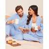 image:imageEkouaer Couple Matching Pajamas 100 Cotton Long Sleeve Sleepwear Button Down Loungewear Pjs Set SXXLLight Blue