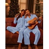 image:imageEkouaer Couple Matching Pajamas 100 Cotton Long Sleeve Sleepwear Button Down Loungewear Pjs Set SXXLLight Blue
