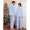 image:imageEkouaer Couple Matching Pajamas 100 Cotton Long Sleeve Sleepwear Button Down Loungewear Pjs Set SXXLLight Blue