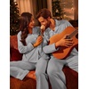 image:imageEkouaer Couple Matching Pajamas 100 Cotton Long Sleeve Sleepwear Button Down Loungewear Pjs Set SXXLLight Grey