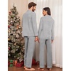 image:imageEkouaer Couple Matching Pajamas 100 Cotton Long Sleeve Sleepwear Button Down Loungewear Pjs Set SXXLLight Grey