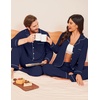 image:imageEkouaer Couple Matching Pajamas 100 Cotton Long Sleeve Sleepwear Button Down Loungewear Pjs Set SXXLNavy