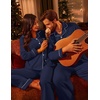 image:imageEkouaer Couple Matching Pajamas 100 Cotton Long Sleeve Sleepwear Button Down Loungewear Pjs Set SXXLNavy