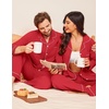 image:imageEkouaer Couple Matching Pajamas 100 Cotton Long Sleeve Sleepwear Button Down Loungewear Pjs Set SXXLRed