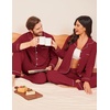 image:imageEkouaer Couple Matching Pajamas 100 Cotton Long Sleeve Sleepwear Button Down Loungewear Pjs Set SXXLWine