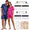 image:imageEkouaer Couple Matching Pajamas Sets Silk Short Sleeve Button Down Sleepwear Satin Pjs Shorts Set Soft Loungewear SXXLRose
