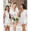 image:imageEkouaer Couple Matching Pajamas Sets Silk Short Sleeve Button Down Sleepwear Satin Pjs Shorts Set Soft Loungewear SXXLWhite