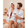 image:imageEkouaer Couple Matching Pajamas Sets Silk Short Sleeve Button Down Sleepwear Satin Pjs Shorts Set Soft Loungewear SXXLWhite