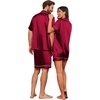 image:imageEkouaer Couple Matching Pajamas Sets Silk Short Sleeve Button Down Sleepwear Satin Pjs Shorts Set Soft Loungewear SXXLWine