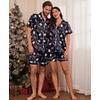 image:imageEkouaer Couple Matching Pajamas Sets Silk Short Sleeve Button Down Sleepwear Satin Pjs Shorts Set Soft Loungewear SXXLXmas Gingerbread
