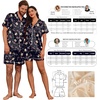 image:imageEkouaer Couple Matching Pajamas Sets Silk Short Sleeve Button Down Sleepwear Satin Pjs Shorts Set Soft Loungewear SXXLXmas Gingerbread