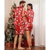 image:imageEkouaer Couple Matching Pajamas Sets Silk Short Sleeve Button Down Sleepwear Satin Pjs Shorts Set Soft Loungewear SXXLXmas Red