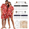 image:imageEkouaer Couple Matching Pajamas Sets Silk Short Sleeve Button Down Sleepwear Satin Pjs Shorts Set Soft Loungewear SXXLXmas Red