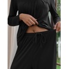 image:imageEkouaer Fall Pajamas for Women Set 2 Piece Loose Fit Sleepwear Long Sleeve Sleep Set Pjs Loungewear With PocketBlack