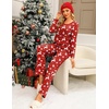 image:imageEkouaer Fall Pajamas for Women Set 2 Piece Loose Fit Sleepwear Long Sleeve Sleep Set Pjs Loungewear With PocketChristmas Red