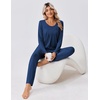 image:imageEkouaer Fall Pajamas for Women Set 2 Piece Loose Fit Sleepwear Long Sleeve Sleep Set Pjs Loungewear With PocketCobalt Blue
