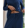 image:imageEkouaer Fall Pajamas for Women Set 2 Piece Loose Fit Sleepwear Long Sleeve Sleep Set Pjs Loungewear With PocketCobalt Blue