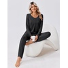 image:imageEkouaer Fall Pajamas for Women Set 2 Piece Loose Fit Sleepwear Long Sleeve Sleep Set Pjs Loungewear With PocketDark Grey