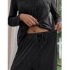 image:imageEkouaer Fall Pajamas for Women Set 2 Piece Loose Fit Sleepwear Long Sleeve Sleep Set Pjs Loungewear With PocketDark Grey