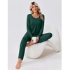 image:imageEkouaer Fall Pajamas for Women Set 2 Piece Loose Fit Sleepwear Long Sleeve Sleep Set Pjs Loungewear With PocketGreen