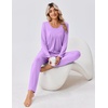 image:imageEkouaer Fall Pajamas for Women Set 2 Piece Loose Fit Sleepwear Long Sleeve Sleep Set Pjs Loungewear With PocketLilac