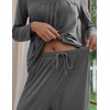 image:imageEkouaer Fall Pajamas for Women Set 2 Piece Loose Fit Sleepwear Long Sleeve Sleep Set Pjs Loungewear With PocketMgrey