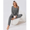 image:imageEkouaer Fall Pajamas for Women Set 2 Piece Loose Fit Sleepwear Long Sleeve Sleep Set Pjs Loungewear With PocketMgrey
