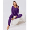 image:imageEkouaer Fall Pajamas for Women Set 2 Piece Loose Fit Sleepwear Long Sleeve Sleep Set Pjs Loungewear With PocketPurple