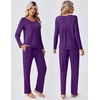 image:imageEkouaer Fall Pajamas for Women Set 2 Piece Loose Fit Sleepwear Long Sleeve Sleep Set Pjs Loungewear With PocketPurple