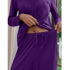 image:imageEkouaer Fall Pajamas for Women Set 2 Piece Loose Fit Sleepwear Long Sleeve Sleep Set Pjs Loungewear With PocketPurple