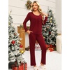 image:imageEkouaer Fall Pajamas for Women Set 2 Piece Loose Fit Sleepwear Long Sleeve Sleep Set Pjs Loungewear With PocketWine Red