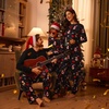 image:imageEkouaer Family Christmas Pajamas Matching Sets Womens Mens Pjs Long Sleeve Sleepwear Holiday Lounge SetsBlack Snowman and Snowflake