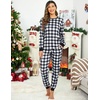 image:imageEkouaer Family Christmas Pajamas Matching Sets Womens Mens Pjs Long Sleeve Sleepwear Holiday Lounge SetsBlack Whitebuffalo Plaid