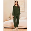 image:imageEkouaer Lounge Sets for Women 2 Piece Jogger Pajama Long Sleeve Pants Loungewear Sweatsuits Casual Matching OutfitsArmy Green