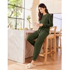 image:imageEkouaer Lounge Sets for Women 2 Piece Jogger Pajama Long Sleeve Pants Loungewear Sweatsuits Casual Matching OutfitsArmy Green
