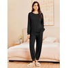 image:imageEkouaer Lounge Sets for Women 2 Piece Jogger Pajama Long Sleeve Pants Loungewear Sweatsuits Casual Matching OutfitsBlack