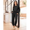 image:imageEkouaer Lounge Sets for Women 2 Piece Jogger Pajama Long Sleeve Pants Loungewear Sweatsuits Casual Matching OutfitsBlack