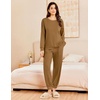 image:imageEkouaer Lounge Sets for Women 2 Piece Jogger Pajama Long Sleeve Pants Loungewear Sweatsuits Casual Matching OutfitsCoffee