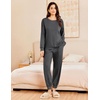 image:imageEkouaer Lounge Sets for Women 2 Piece Jogger Pajama Long Sleeve Pants Loungewear Sweatsuits Casual Matching OutfitsDeep Grey