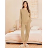 image:imageEkouaer Lounge Sets for Women 2 Piece Jogger Pajama Long Sleeve Pants Loungewear Sweatsuits Casual Matching OutfitsKhaki