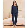 image:imageEkouaer Lounge Sets for Women 2 Piece Jogger Pajama Long Sleeve Pants Loungewear Sweatsuits Casual Matching OutfitsNavy Blue